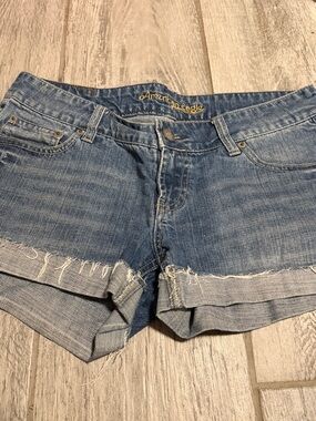 American Eagle Outfitters Light Blue Denim Frayed Cuffed Shorts 8